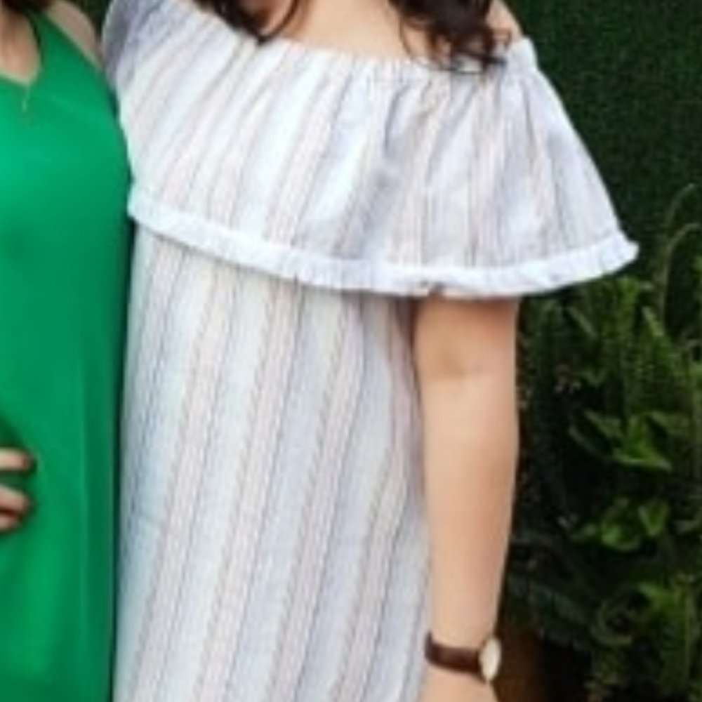 Cooper & Ella striped off shoulder dress